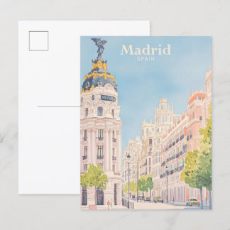 Cartão Postal Viagem de Ilustração de Pintura de Gouache da Espa