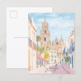 Cartão Postal Viagem de Ilustração de Pintura de Gouache Espanha