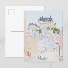 Cartão Postal Viagem de Ilustração de Pintura em Gouache do Queb
