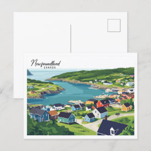 Cartão Postal Viagem de Ilustração do Canadá da Terra Nova
