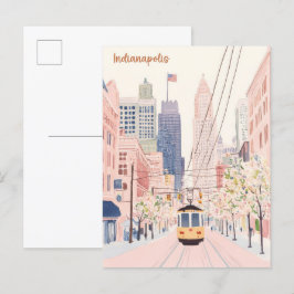 Cartão Postal Viagem de Ilustração Indianápolis Indiana Gouache