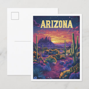 Cartão Postal Viagem de Ilustração Vintage arizona de EUA