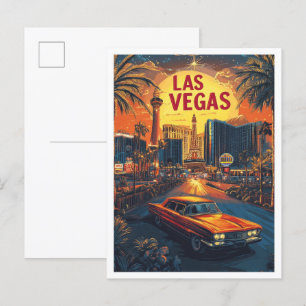 Cartão Postal Viagem de Ilustração Vintage em Las Vegas Nevada U