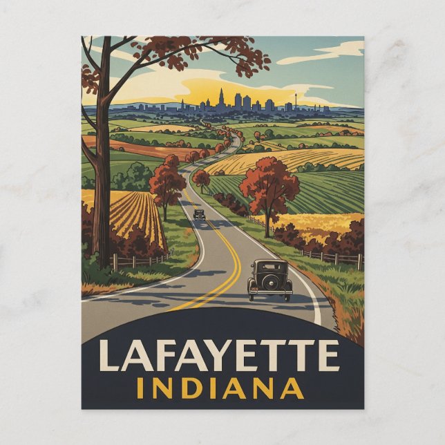 Cartão Postal Viagem de Indiana Lafayette (Frente)