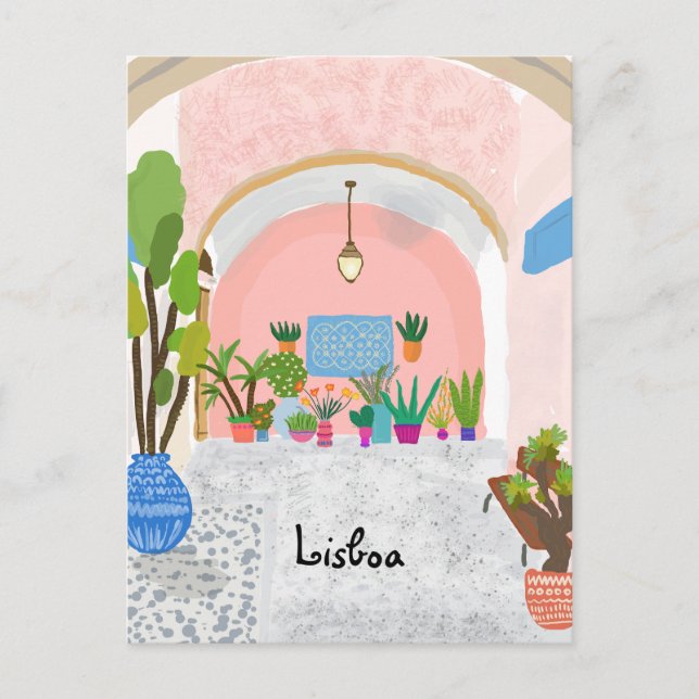 Cartão Postal Viagem de Lisboa colorido (Frente)