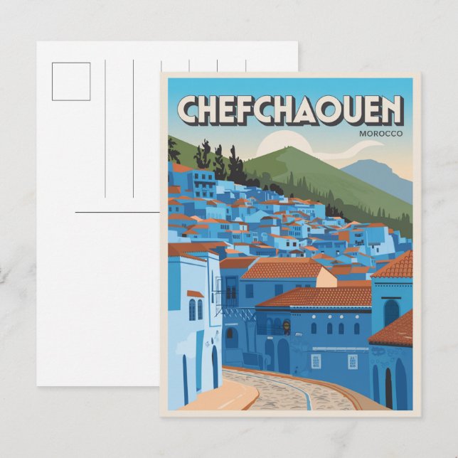Cartão Postal Viagem de Marrocos: chefchoun, presente de cidade  (Frente/Verso)