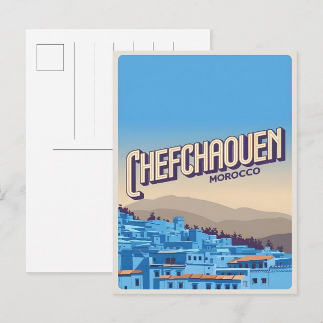 Cartão Postal Viagem de Marrocos: chefchoun, presente de cidade  (Frente/Verso)