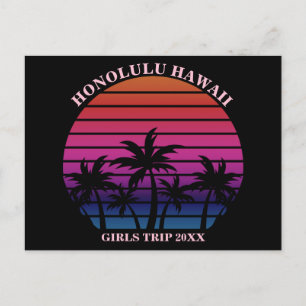 Cartão Postal Viagem de Meninas para Praia Tropical Rosa Preto P