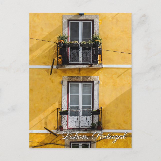 Cartão postal viagem de muro amarelo de Lisboa Por (Frente)