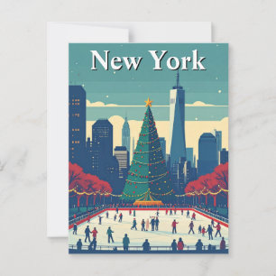 Cartão Postal Viagem de Natal de New York Ice Rink