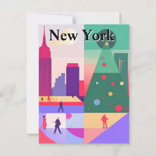 Cartão Postal Viagem de Natal Geométrico Abstrato