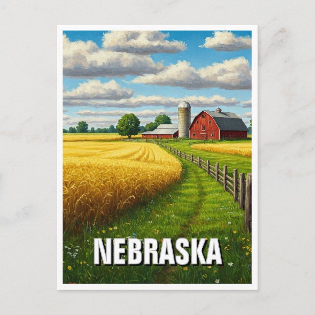 Cartão Postal Viagem de Nebraska (Frente)