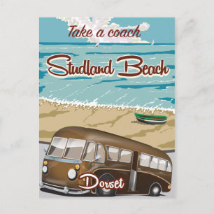 Cartão Postal Viagem de ônibus para a praia de Studland Dorset