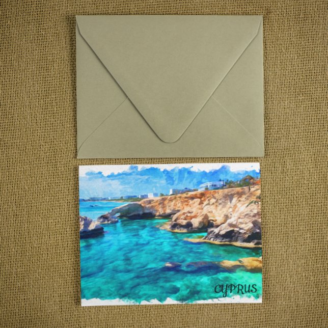 Cartão Postal Viagem de Paisagem Mediterrânica de Chipre (cyprus mediterranean scenery postcard)