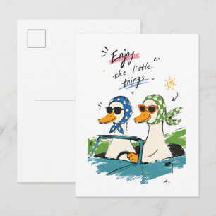 Cartão Postal Viagem de Patos Aproveite as Pequenas Coisas Arte 