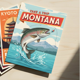 Cartão Postal Viagem de pesca de Montana