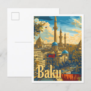 Cartão Postal Viagem de Pintura do Azerbaijão Baku