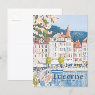 Cartão Postal Viagem de pintura por aquarela com Suiça de luzern