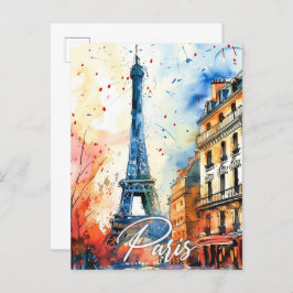 Cartão Postal Viagem de pintura por aquarela Paris França