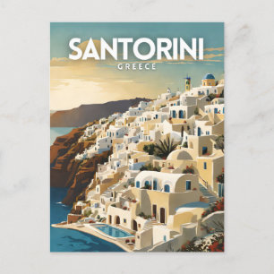 Cartão Postal Viagem de Retrô Nostálgico da Grécia Santorini