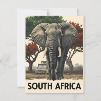 Cartão Postal Viagem de Safári de Elefantes Vintage África do Su