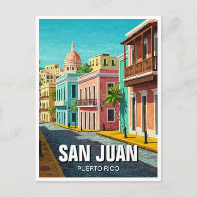Cartão Postal Viagem de San Juan Porto Rico (Frente)