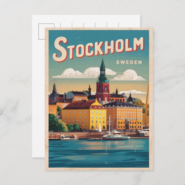 Cartão Postal viagem de suecia de colagem de estocolmo presentes (Frente/Verso)