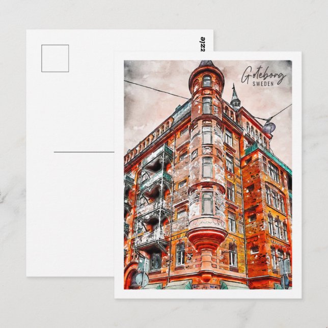 Cartão Postal Viagem de Suecia de Goteborg (Frente/Verso)