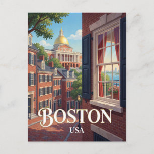 Cartão Postal Viagem de Tijolo Histórico de Boston Massachusetts