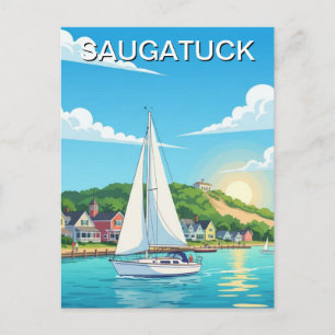 Cartão Postal Viagem de veleiro Saugatuck Michigan