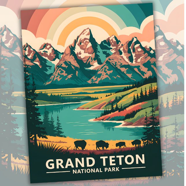 Cartão Postal Viagem de Wildlife do Parque Nacional de Grand Tet (Grand Teton National Park Wildlife Travel Postcard)