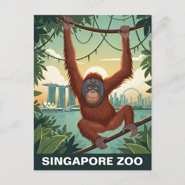 Cartão Postal Viagem de Zoológico de Singapura (Frente)