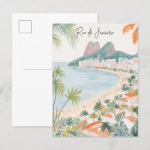Viagem do Brasil Gouache Ilustração do Rio de Jane