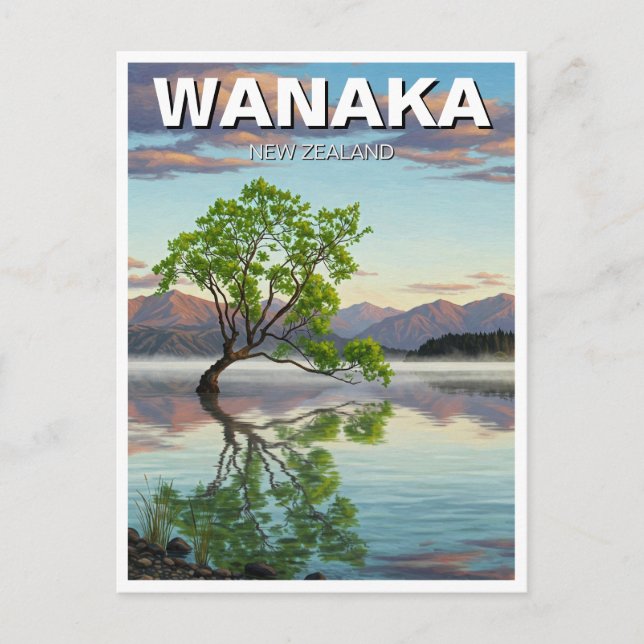 Cartão Postal Viagem do Lago Wanaka Tree Nova Zelândia (Frente)