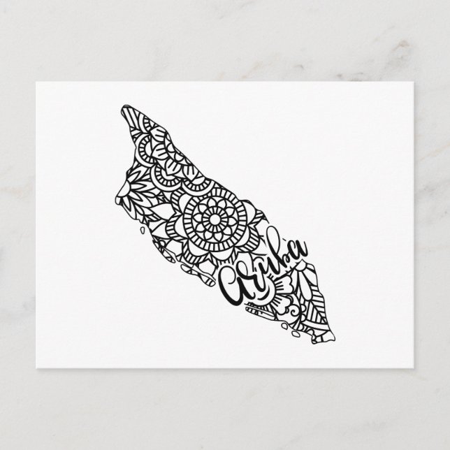 Cartão Postal Viagem do Mapa da Ilha de Aruba (Frente)