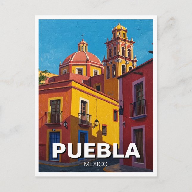 Cartão Postal Viagem do México Puebla (Frente)