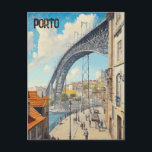Cartão Postal Viagem do Porto Portugal<br><div class="desc">Este cartão-viagem,  em estilo cartoonista de ilustração digital,  inspirado na Ponte Louis I do Porto,  Portugal.</div>