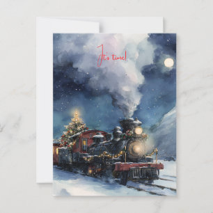 Cartão Postal Viagem do trem de inverno através da paisagem neva
