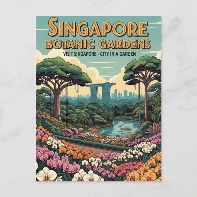 Cartão Postal Viagem dos Jardins Botânicos de Singapura (Frente)