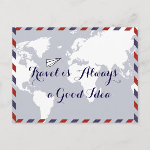 Cartão Postal viagem é sempre uma boa ideia, mapa mundial