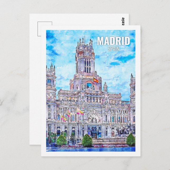 Cartão Postal Viagem Familiar da Espanha de Madrid (Frente/Verso)