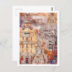 Cartão Postal Viagem Familiar da Espanha de Madrid - Esboço de A