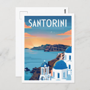 Cartão Postal Viagem Familiar da Grécia Santorini