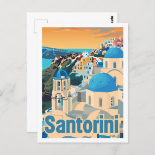 Cartão Postal Viagem Familiar da Grécia Santorini