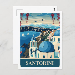 Cartão Postal Viagem Familiar da Grécia Santorini
