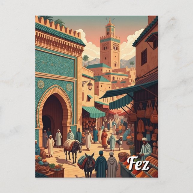Cartão Postal Viagem Fez Marrocos (Frente)