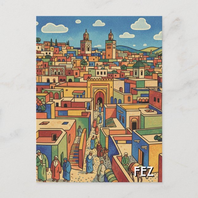 Cartão Postal Viagem Fez Marrocos (Frente)