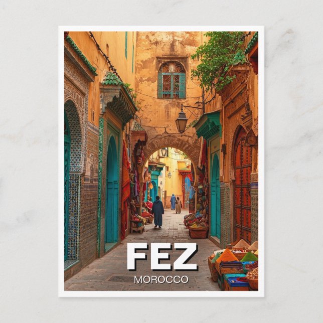 Cartão Postal Viagem Fez Marrocos (Frente)