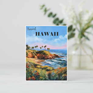 Cartão Postal Viagem Hawaii, palmeiras tropicais,