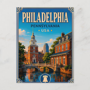 Cartão Postal 🔔 Viagem Histórica na Filadélfia Pensilvânia 🔔
